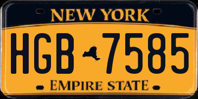 NY license plate HGB7585