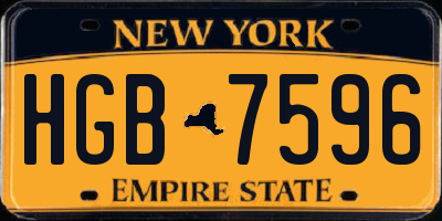 NY license plate HGB7596