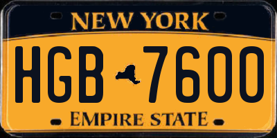 NY license plate HGB7600