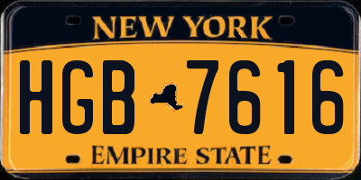NY license plate HGB7616