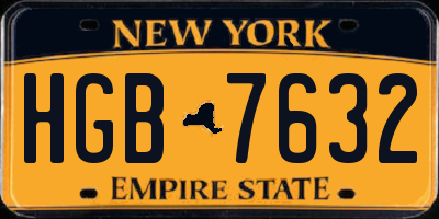 NY license plate HGB7632