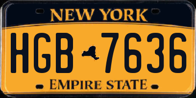NY license plate HGB7636