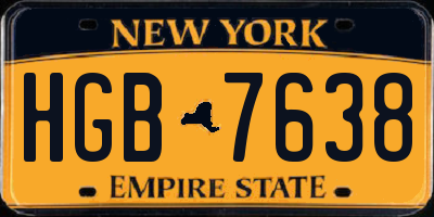 NY license plate HGB7638
