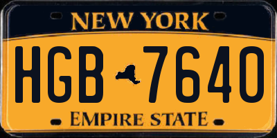 NY license plate HGB7640