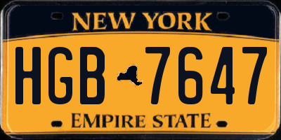 NY license plate HGB7647