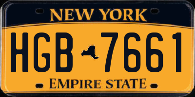 NY license plate HGB7661