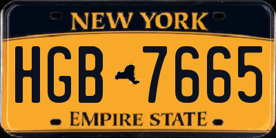 NY license plate HGB7665