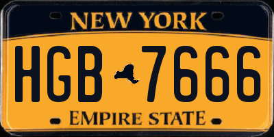 NY license plate HGB7666
