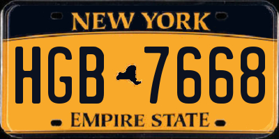 NY license plate HGB7668