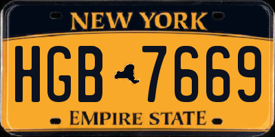 NY license plate HGB7669