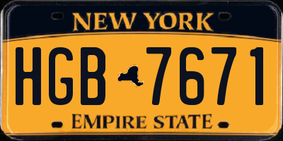 NY license plate HGB7671