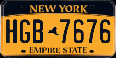 NY license plate HGB7676