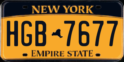NY license plate HGB7677