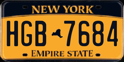 NY license plate HGB7684