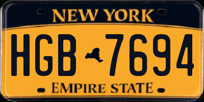 NY license plate HGB7694