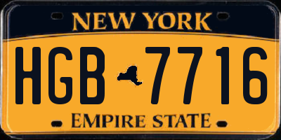 NY license plate HGB7716