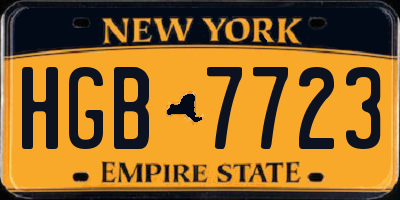 NY license plate HGB7723