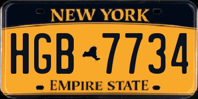 NY license plate HGB7734