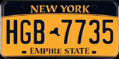 NY license plate HGB7735