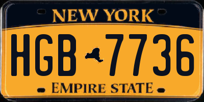 NY license plate HGB7736