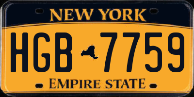 NY license plate HGB7759