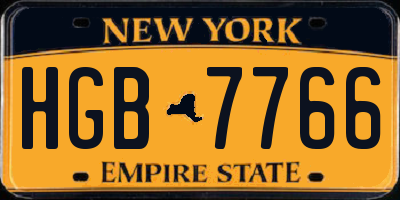 NY license plate HGB7766
