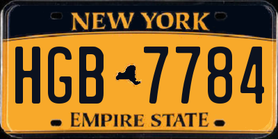 NY license plate HGB7784