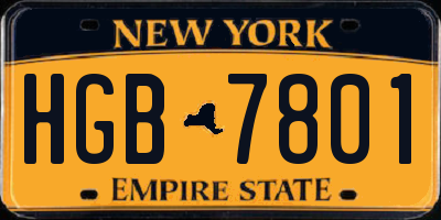 NY license plate HGB7801