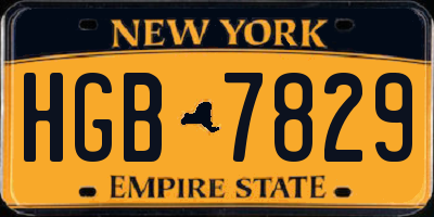 NY license plate HGB7829