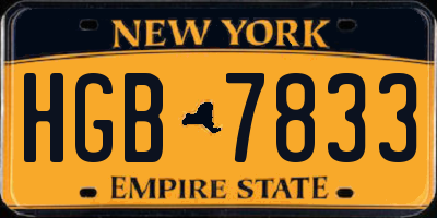 NY license plate HGB7833