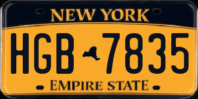NY license plate HGB7835