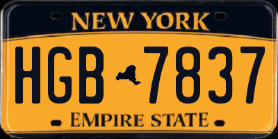 NY license plate HGB7837