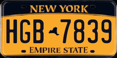 NY license plate HGB7839