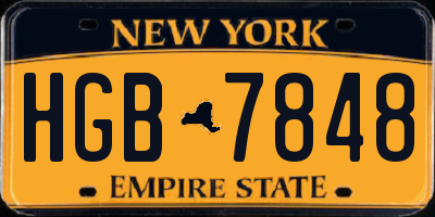 NY license plate HGB7848