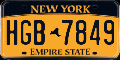 NY license plate HGB7849