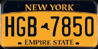 NY license plate HGB7850