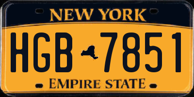 NY license plate HGB7851