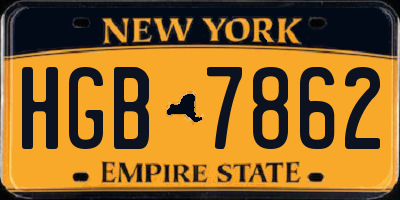 NY license plate HGB7862