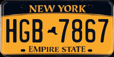 NY license plate HGB7867