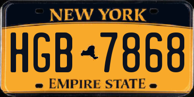 NY license plate HGB7868
