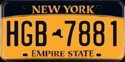 NY license plate HGB7881