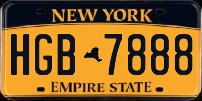 NY license plate HGB7888