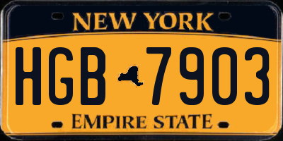 NY license plate HGB7903