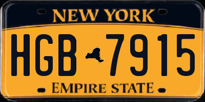 NY license plate HGB7915