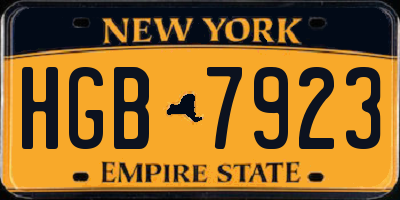 NY license plate HGB7923