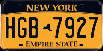 NY license plate HGB7927