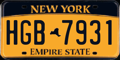 NY license plate HGB7931
