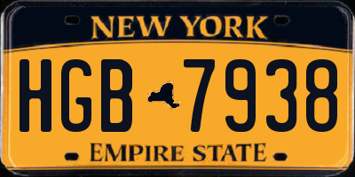 NY license plate HGB7938