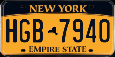 NY license plate HGB7940
