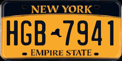 NY license plate HGB7941